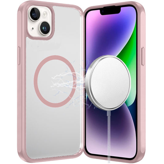 For Apple iPhone 14 /13 Magnetic Circle HQ Transparent Clear TPU Thick 2.0mm Frame Hybrid Shockproof Protector Case Cover