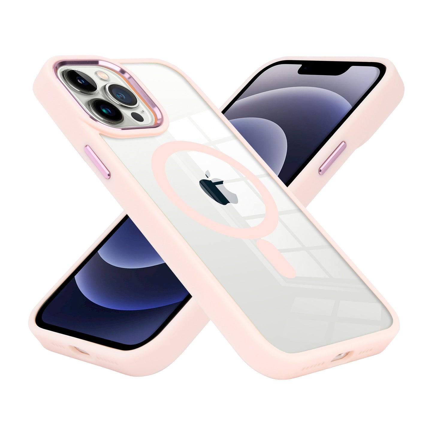 For Apple iPhone 11 Pro Max MagSafe Compatible Transparent Greatest Clear Acrylic with Color Frame Thick Hybrid TPU Hard Case Cover Light Blue
