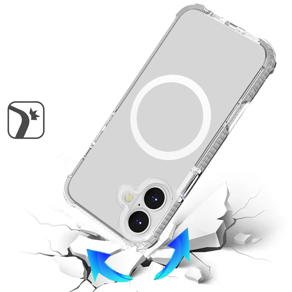 For Apple iPhone 17 (6.3") Magnetic Acrylic Case Transparent Back, Rugged Colorful Frame, Shockproof Hybrid, MagSafe Compatible Case Cover