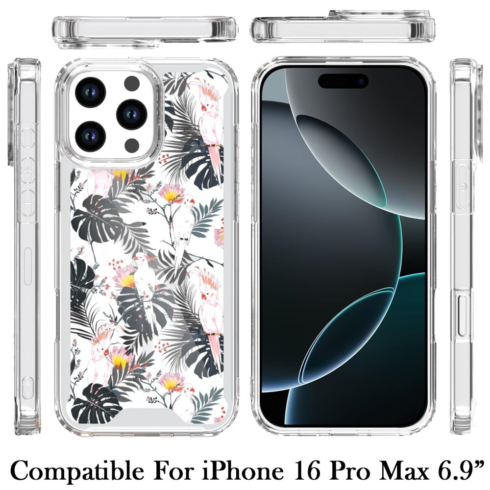 For iPhone 16 Pro Max (6.9") Beautiful TPU Design, Slim Shockproof Soft Cover for Women and Girls, Stylish Protective Case Cover
