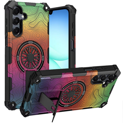 For Samsung Galaxy A17 5G Magnetic Invisible Kickstand Holder with CD Texture Design, Shockproof Hybrid Military Grade Heavy Duty Case Cover