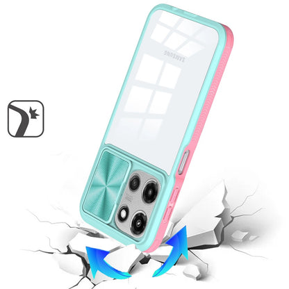 For Motorola Moto G Stylus 5G 2026 /2025 Hybrid Cases with Sliding Camera Cover Transparent Shockproof Bumper TPU Protective Case Cover Pink/Blue