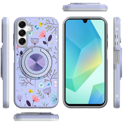 For Samsung Galaxy A16 5G Pattern Design Hybrid with Invisible Ring Stand & Magnetic Back, Shockproof Protective Grip Case Cover