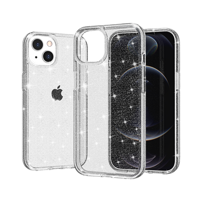For Samsung Galaxy S26+ / S26 Plus Transparent Glitter Shiny Sparkle Bling TPU Rubber Hard Back Hybrid Frame Shockproof Case Cover