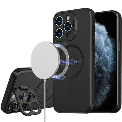 For Apple iPhone 11 Pro Max Foldable Camera Protector Kickstand with MagSafe Compatible, Dual Layer Hybrid Shockproof Case Cover Black