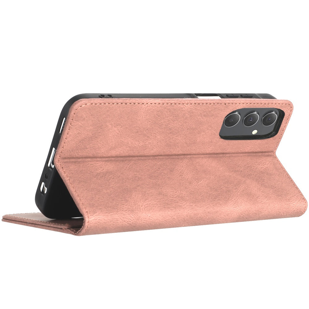 For Apple iPhone 16 (6.1") Premium Wallet PU Vegan Leather ID Credit Card Slot Money Holder with Magnetic Closure Pouch Flip Case Cover Rose Gold