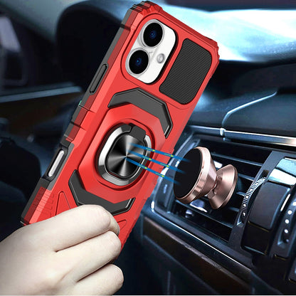 For Apple iPhone 17 (6.3") Hybrid Dual Layer with 360° Rotate Magnetic Ring Stand Holder Kickstand TPU Rugged PC Shockproof Case Cover