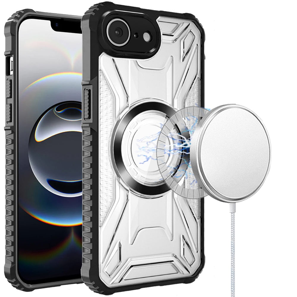 For Apple iPhone 17E /16E MagSafe Compatible Pattern Clear Transparent Rugged Hybrid Magnetic TPU Shockproof Armor Case Cover