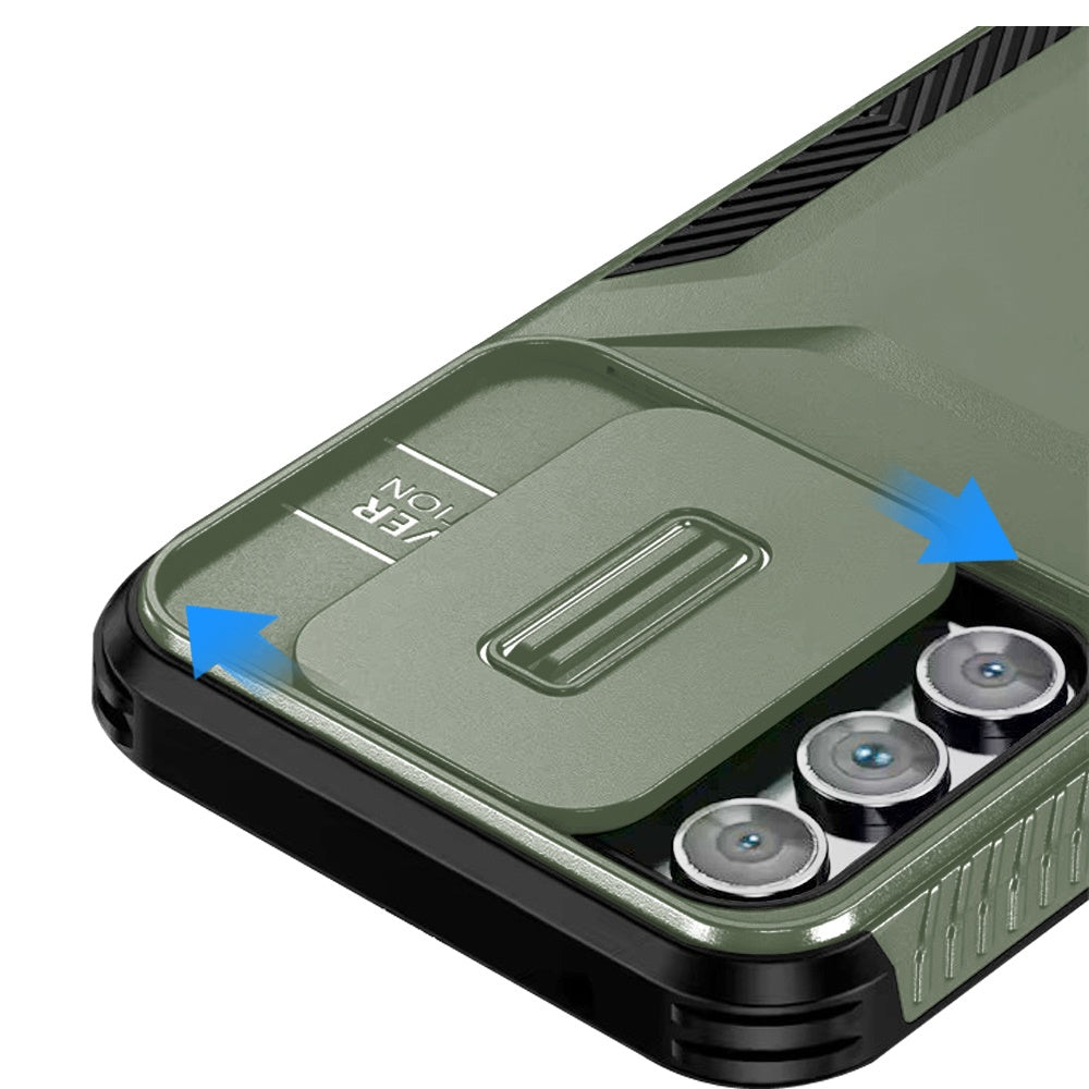 For Samsung Galaxy A26 Slim Fit Shockproof Hybrid with Slide Camera Window Covering, Rugged Tpu Silicone Hard PC Bumper Case Cover