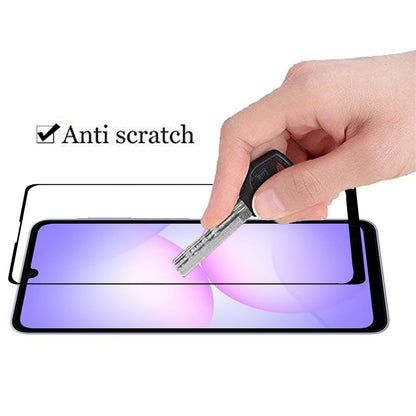 For Samsung Galaxy A07 Tempered Glass Screen Protector, Black Edge HD Clear, Scratch Resistant, Anti-Fingerprint, Easy Install, 9H Hardness Protector Black