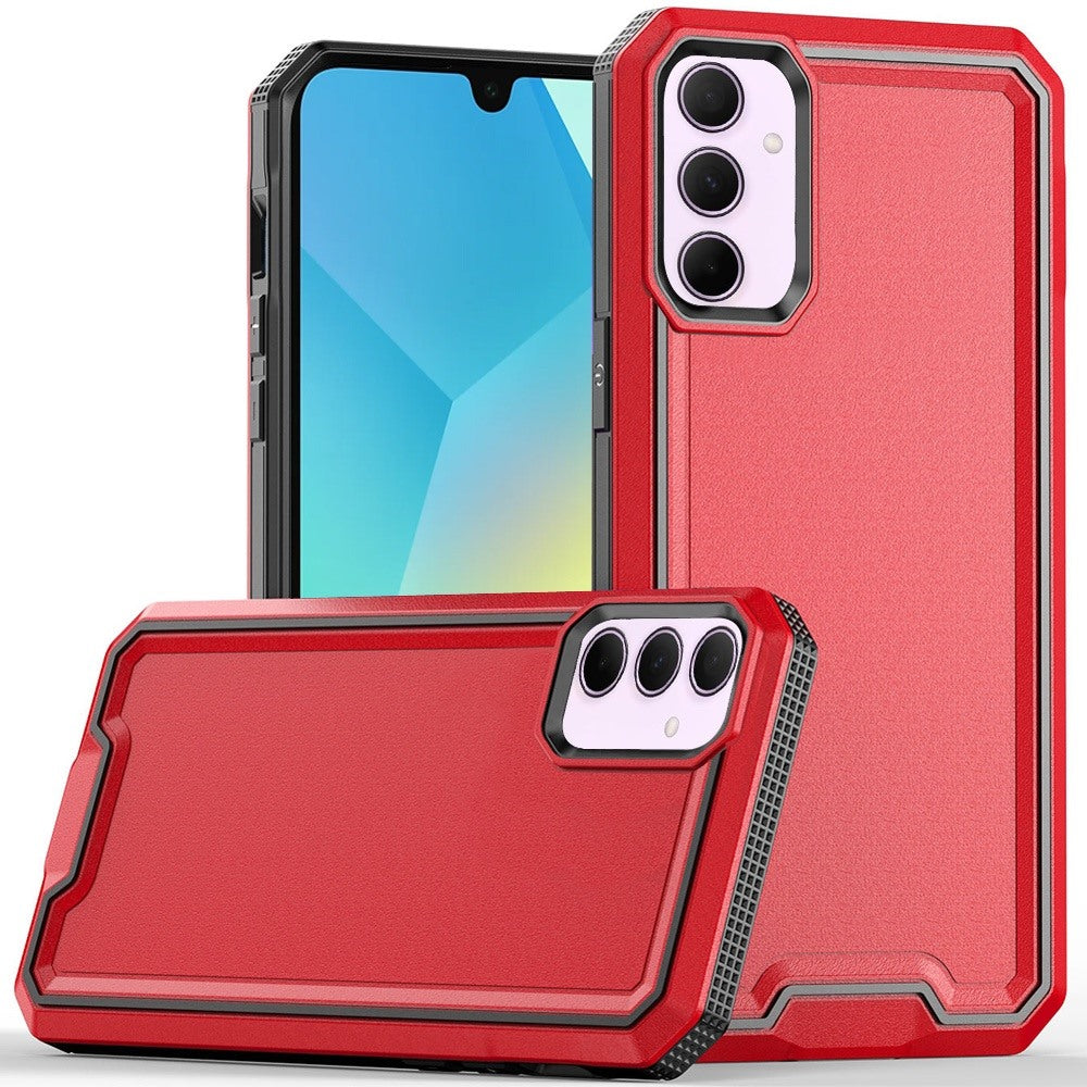 For Samsung Galaxy A16 5G Tough Modern Fused Hybrid Armor Hard PC + TPU Rubber Shockproof Drop Impact Protection Case Cover Red