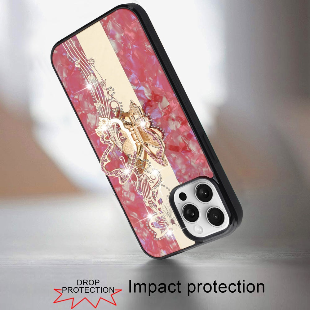 For Apple iPhone 11 Pro Max Diamonds 3D Fashion Bling Sparkly Glitter Ornaments Engraving Hybrid with Ring Stand Case Cover