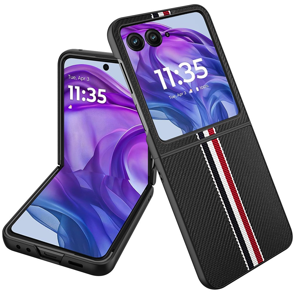 For Motorola Razr+ PLUS 2025 /2024 Velvet Fabric Vegan Leather Flip Shock Protection Premium Grip Soft Touch Durable Finish Case Cover Black