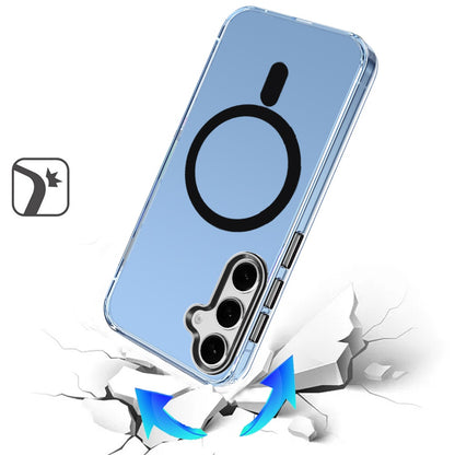 For Samsung Galaxy S26 Ultra Clear Transparent Case Matching Circle Design, Hybrid TPU Hard Shell, Support Magsafe Charger Case Cover Black
