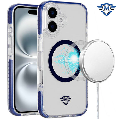 For Apple iPhone 16 (6.1") Premium Hybrid Clear TPU Circle Magnetic [Compatible with MagSafe] Shockproof Color Frame Bumper Case Cover