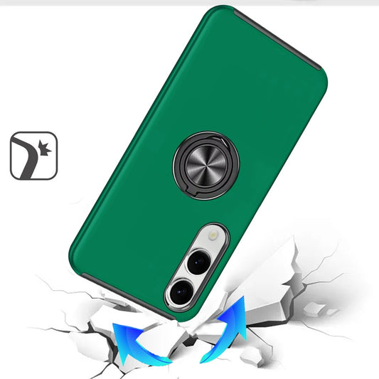 For Samsung Galaxy S25 EDGE Hybrid 360 Degree Rotatable Metal Invisible Ring Stand Holder Slim Fit Magnetic Car Mount Shockproof Case Cover Green