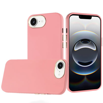 For Apple iPhone 17E /16E Slim Classic Hybrid Around Rubber Gummy Gel Slick Hard PC Silicone TPU Chromed Button Case Cover