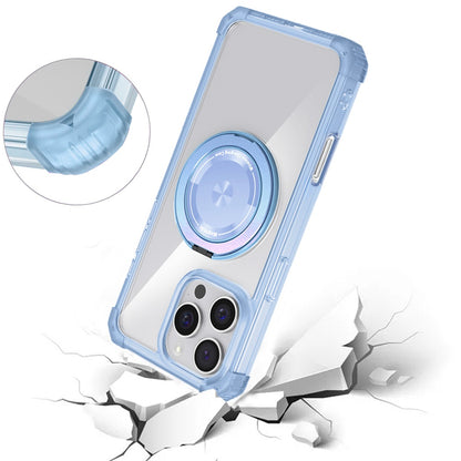 For Apple iPhone 16 Pro (6.3") Magnetic [Compatible with Magsafe] with 360° Rotatable Ring Holder Invisible Stand Transparent Case Cover