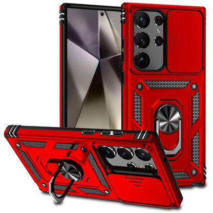 For Samsung Galaxy S25 Ultra Hybrid Ring Shockproof with 360° Rotate Ring Kickstand, Camera Lens Protection, Soft Edge Bumper Case Cover