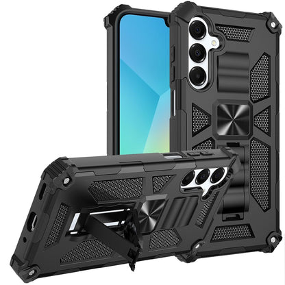 For Samsung Galaxy A16 5G Hybrid Shockproof [Military Grade] Rugged Protective with Magnetic Car Mount & Invisible Stand Case Cover