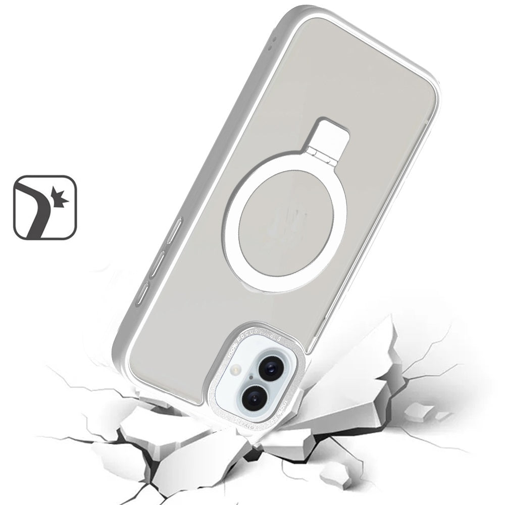 For Apple iPhone 16 Pro (6.3") Premium Magnetic Metal Matte Built-in Compatible with MagSafe Stand Hybrid Shock TPU Case Cover