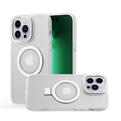 Phone Case for Samsung Galaxy S23 Ultra Metal Chrome Magnetic Circle Kickstand Shockproof Matching Camera Protector Durable Grip Hybrid Armor Cover Clear