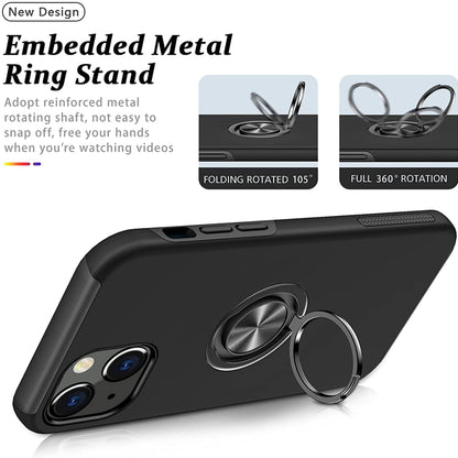 For Samsung Galaxy A03S Military Grade Hybrid Case with Flat Metal Ring 360° Rotation Kickstand, Slim Fit Back Hard PC Case Cover Black