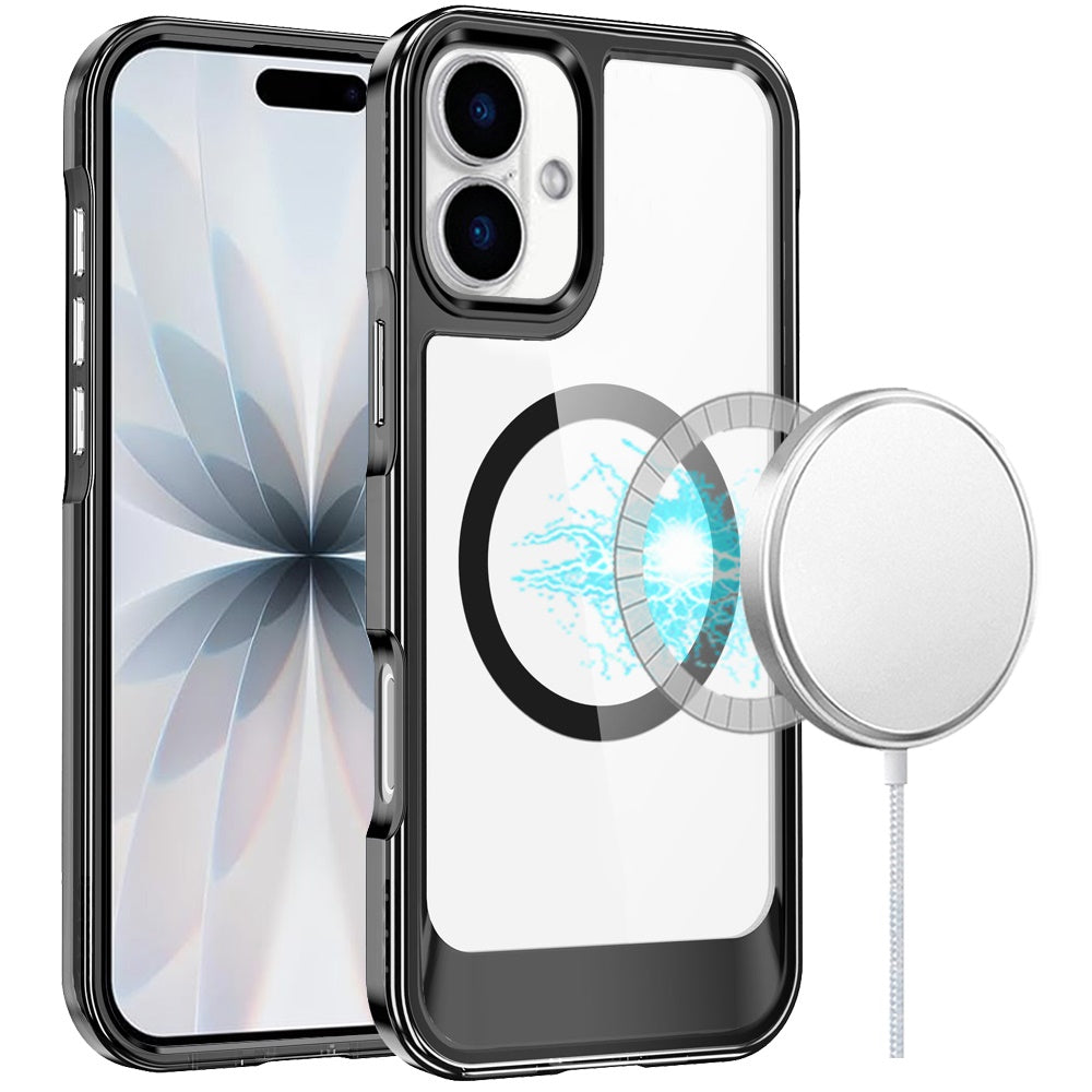 For Apple iPhone 17 Transparent HQ Hybrid Slim, Shockproof, Compatible with MagSafe wireless charging & Military-Grade Case Cover Black