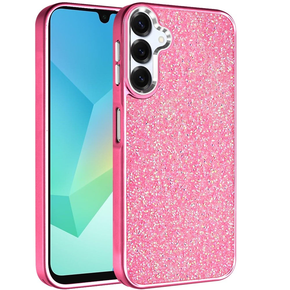 For Samsung Galaxy A16 5G Crystal Sparkle Diamond Glass Full Mini Glitter Bling Frame TPU Hybrid Protective Case Cover
