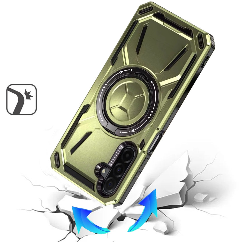 For Samsung Galaxy A17 5G Hybrid Magnetic Ring and 360° Rotational Kickstand with MagSafe Compatible, Military Grade Drop Protection Case Cover