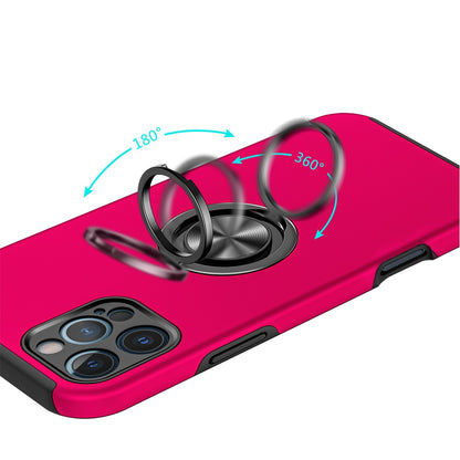 For iPhone 16 Pro Max (6.9") Hybrid 360 Degree Rotatable Metal Invisible Ring Stand Holder Slim Fit Magnetic Car Mount Shockproof Case Cover Cosmic Orange