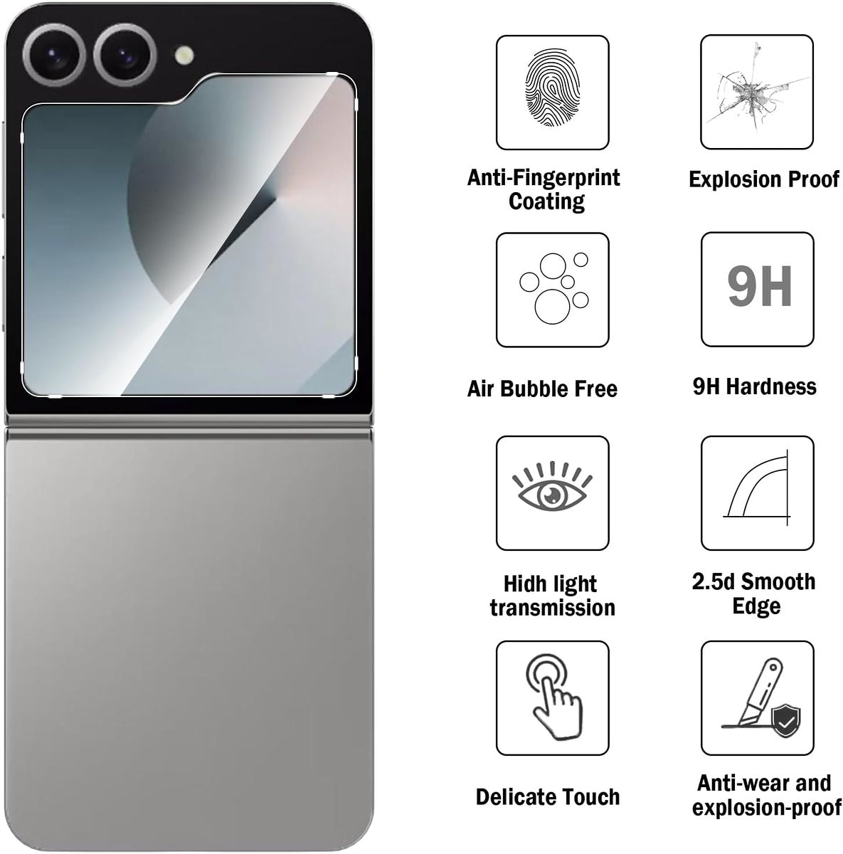 For Samsung Galaxy Z Flip 7 FE Screen Protector Tempered Glass Premium HD Clear, Case Friendly, 9H Hardness, 3D Touch Accuracy, Anti-Bubble Film Glass Case Cover Clear