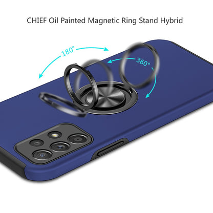 For Samsung Galaxy S21 FE /Fan Edition Hybrid 360 Degree Rotatable Metal Invisible Ring Stand Holder Slim Fit Magnetic Car Mount Shockproof Case Cover Blue