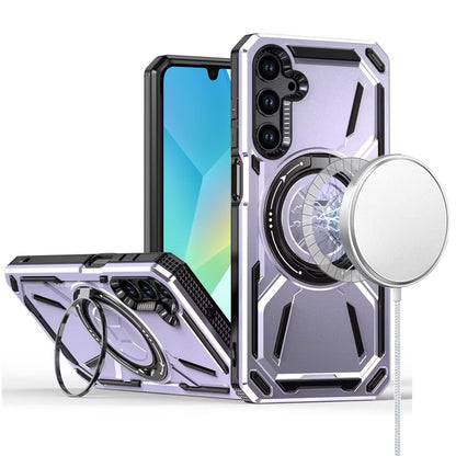 For Samsung Galaxy A16 5G Hybrid Magnetic Ring and 360° Rotational Kickstand with MagSafe Compatible, Military Grade Drop Protection Case Cover