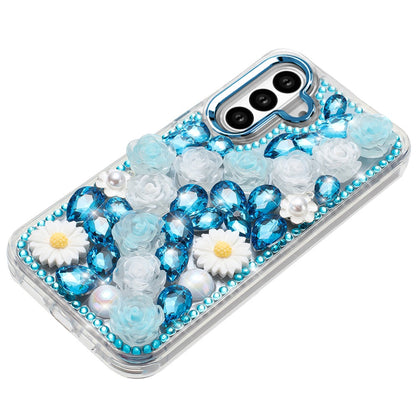 Phone Case for Samsung Galaxy S26 Full Bling Rhinestone Glitter Floral Luxury Hybrid Shockproof Stylish Sparkling Protective Designer Ornament Cover