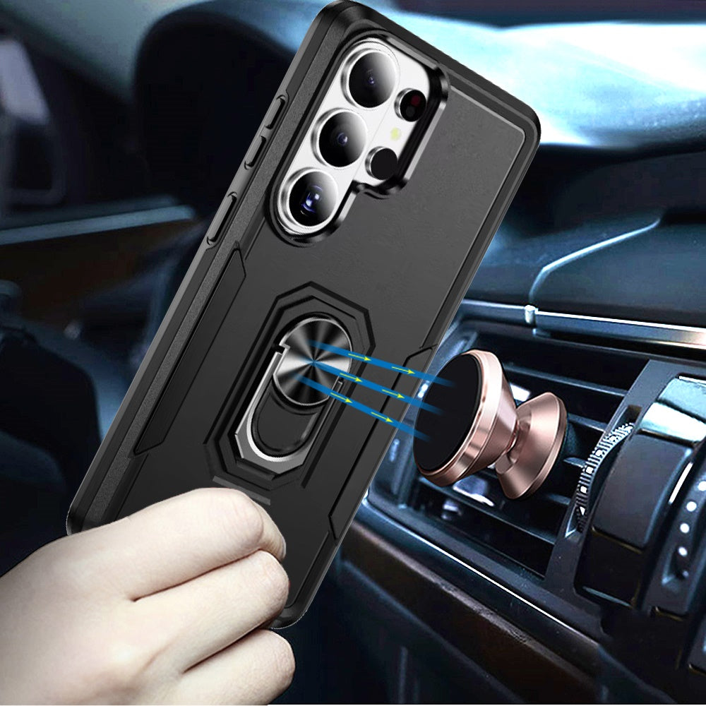 For Samsung Galaxy S26 Ultra Hybrid Rugged Tough 2in1 Drop-Proof Protection Military Grade Armor with Metal Ring Stand Case Cover