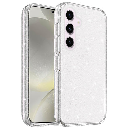 For Samsung Galaxy S25 /S24 Transparent Glitter Shiny Sparkle Bling TPU Rubber Hard Back Hybrid Frame Shockproof Case Cover Clear