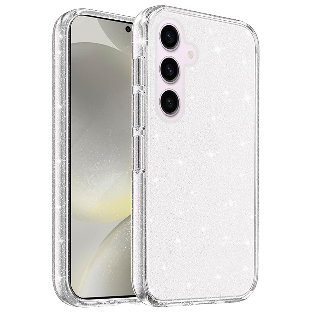 For Samsung Galaxy S25+ /S25 Plus /S24+ Plus Transparent Glitter Shiny Sparkle Bling TPU Rubber Hard Back Hybrid Frame Shockproof Case Cover