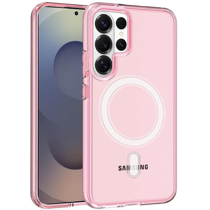 For Samsung Galaxy S26 Ultra MagSafe Compatible Transparent Hybrid Case with Magnetic Circle, Shock Absorption TPU Rubber Case Cover