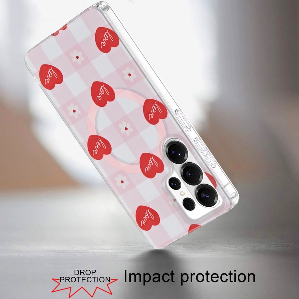 Phone Case for Samsung Galaxy S26 Ultra Shockproof Dual Layer TPU IMD Print Rugged Anti-Slip Grip Drop Protection Scratch Resistant Slim Fit Glossy Floral Heart Aesthetic Cover