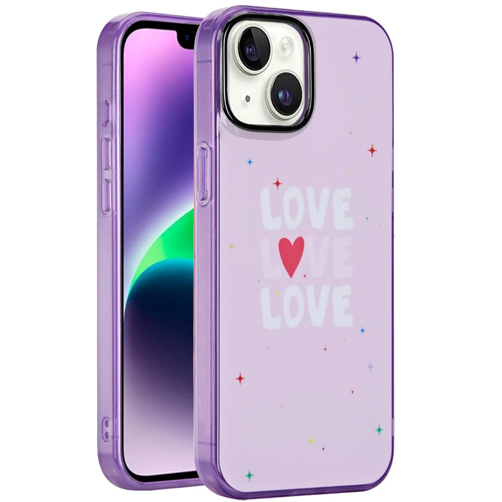 For Apple iPhone 14 /13 Fashion Layer Design Slim IMD TPU Protective, Shockproof Hybrid Stylish Durable Hard PC Case Cover