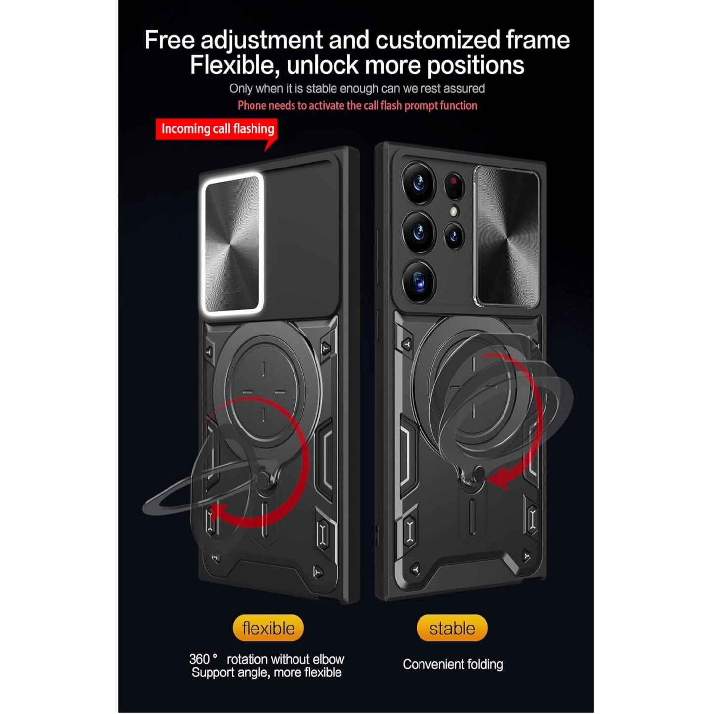 For Samsung Galaxy A26 Hybrid Shockproof with Magnetic Ring Stand, Compatible with Magsafe & Sliding Camera Lens Protector Case Cover