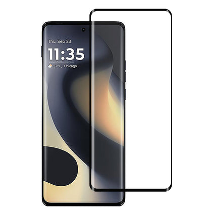 For Motorola Edge 2024 Front Tempered Glass Screen Protector Designed to allow Full functionality Black Edged 9H Glass Full Coverage Protector Black