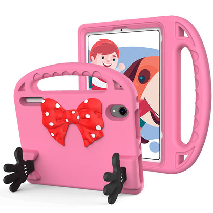 For Hybrid Shockproof Tablet with Bow Hands Kickstand Antislip Rubber TPU Kid-Friendly Drop Protection Pink Tablet Case Cover