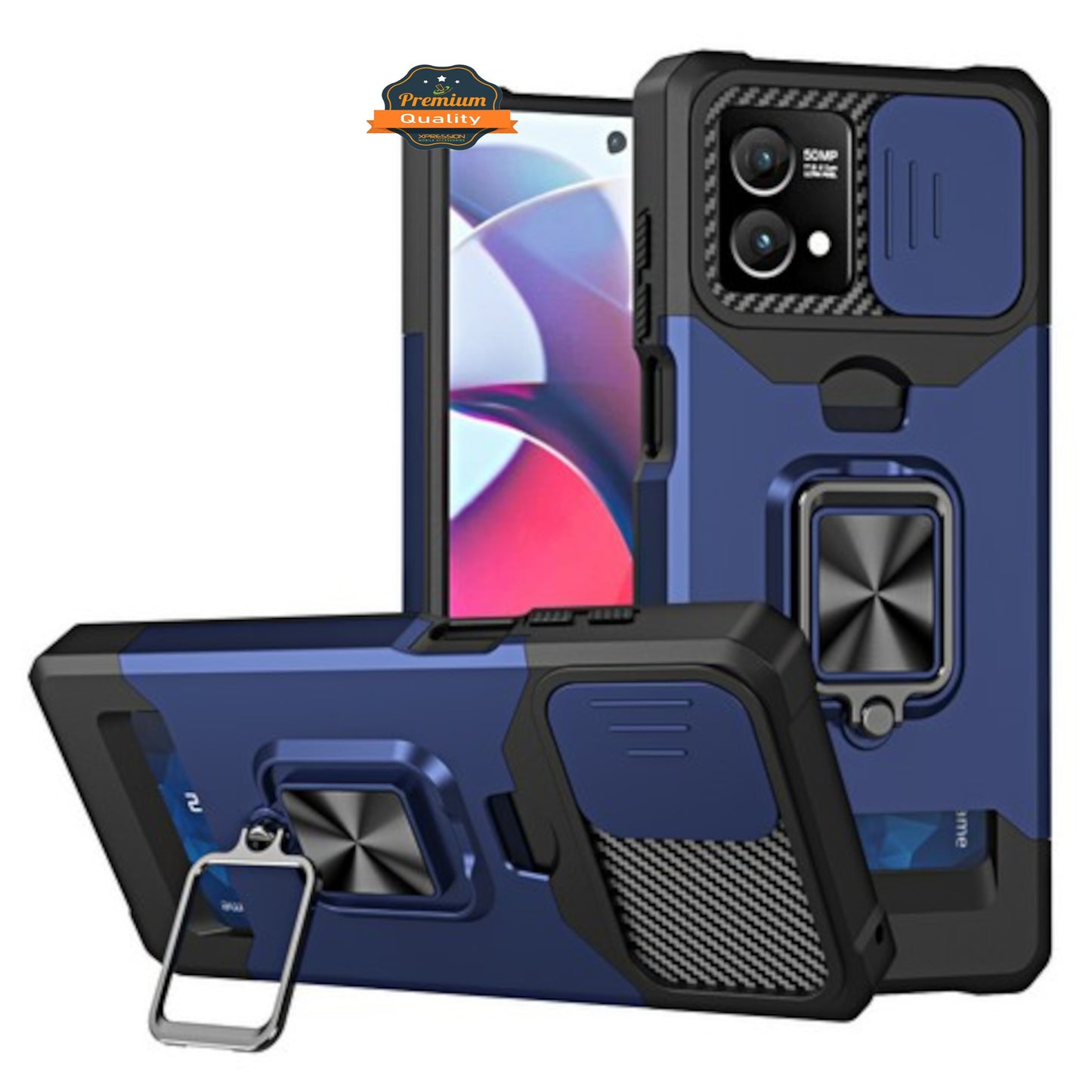 For Motorola Moto G Power 5G 2025 Wallet Case with Slide Camera Protector, Credit Card Slot, Ring Sand, Magnetic Car Mount Case Cover