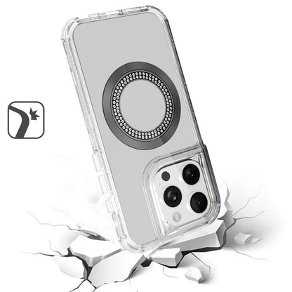For Samsung Galaxy A37 Magnetic Circle Compatible with Magsafe, Hybrid Chrome 3in1 Transparent Shockproof TPU Bumper Case Cover
