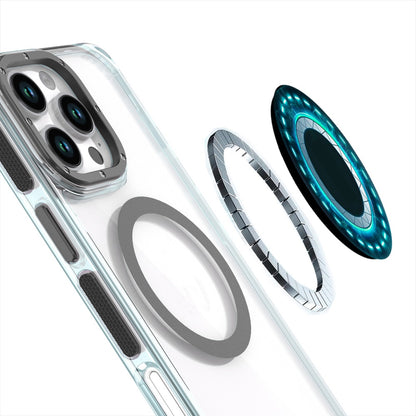 For Apple iPhone 16 Pro (6.3") Transparent back with Colorful Frame Strong Magnetic Circle [Compatible with Magsafe] Slim Shockproof Case Cover