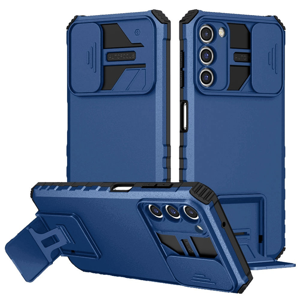 For Samsung Galaxy S22 Hybrid Hard PC & TPU Rubber Shockproof with Kickstand & Covered Camera Protection Case Cover Red