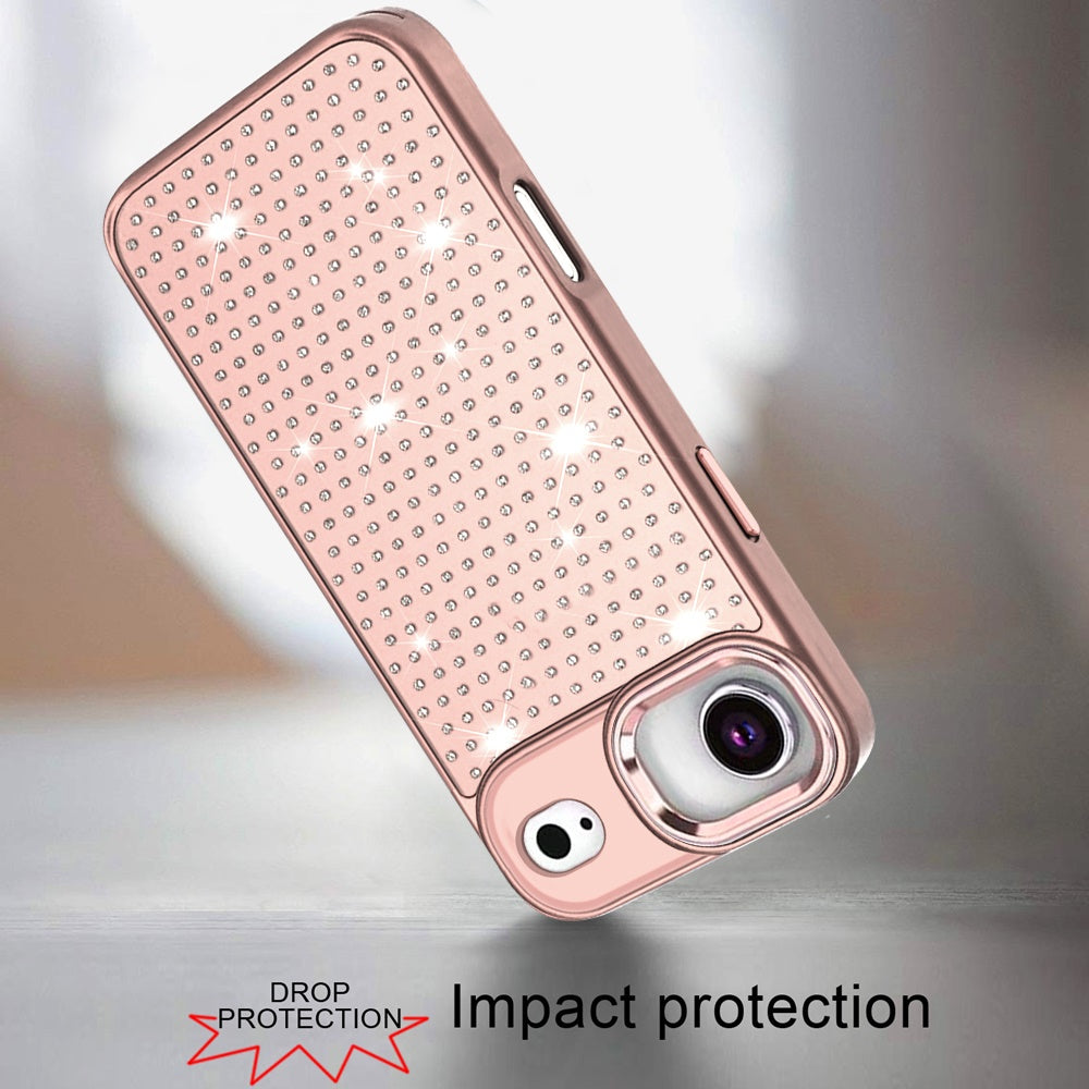 For Apple iPhone 17 AIR Bling Diamond Metallic, Full Sparkle Chrome Edged Hybrid Protective Shockproof Case Cover