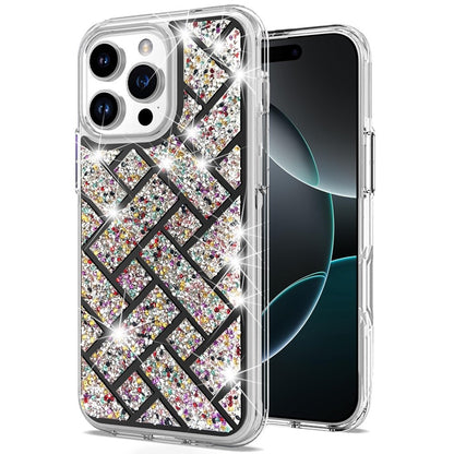 For Apple iPhone 16 Pro Max (6.9") Sparkly 3D Design Diamond Shockproof Protective Bling Rhinestone Hybrid Skin PC + TPU Case Cover